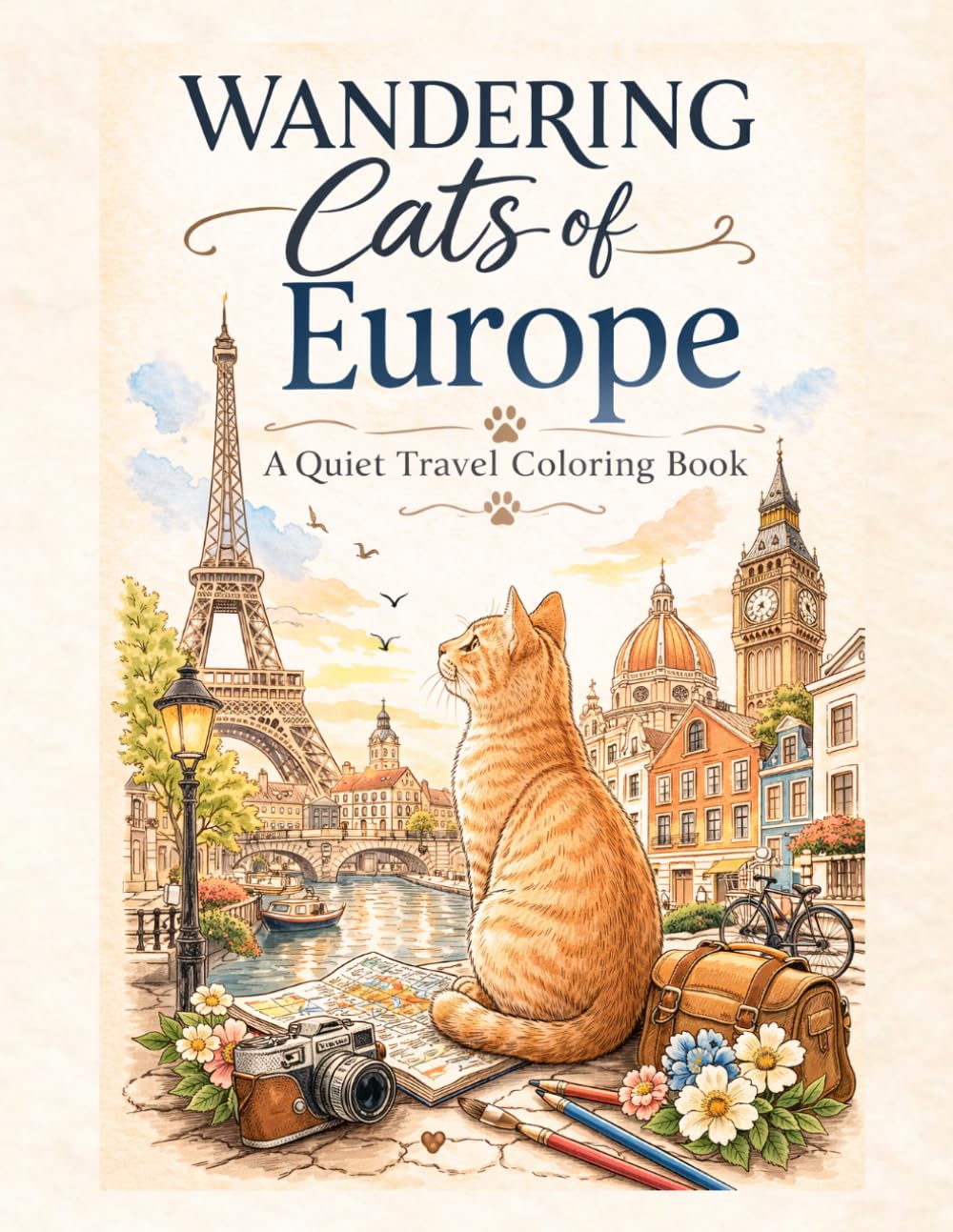 Wandering Cats of Europe: A Quiet Travel Coloring Book Featuring Beautiful European Cities, Scenic Landscapes, and Relaxing Cat-Themed Illustrations for Adults (Wandering Cats Series)