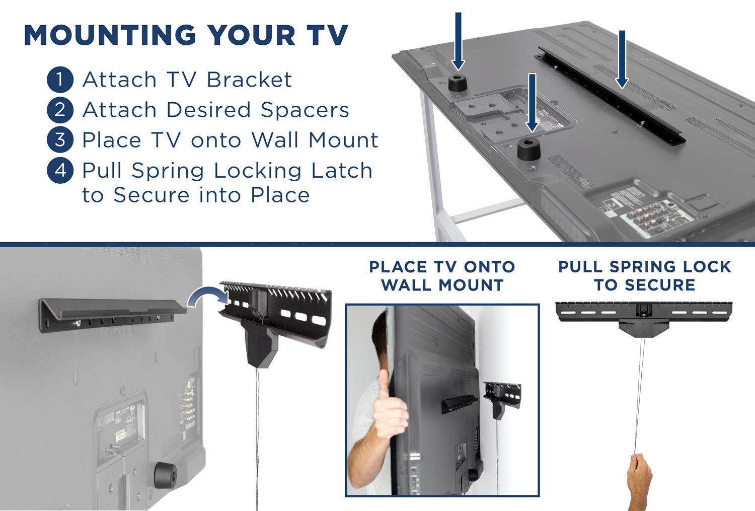 Mount-It - Soporte de Pared para televisores 55', Soporte inclinable de Perfil bajo para instalación en Pared Seca sin daños, Soporte Pie TV | Capacidad de Peso de 110 Libras, hasta VESA 600 x 400