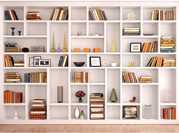 Maijoeyy 7x5ft White Bookshelf Backdrop Bookcase Backdrops