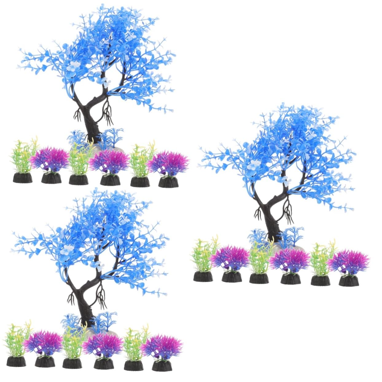 Alipis 3 Set Piante Artificiali Per Decorazioni Realistiche Per Serbatoio Accessori Per Layout Acquatici Per Rettili 7 Pezzi*3