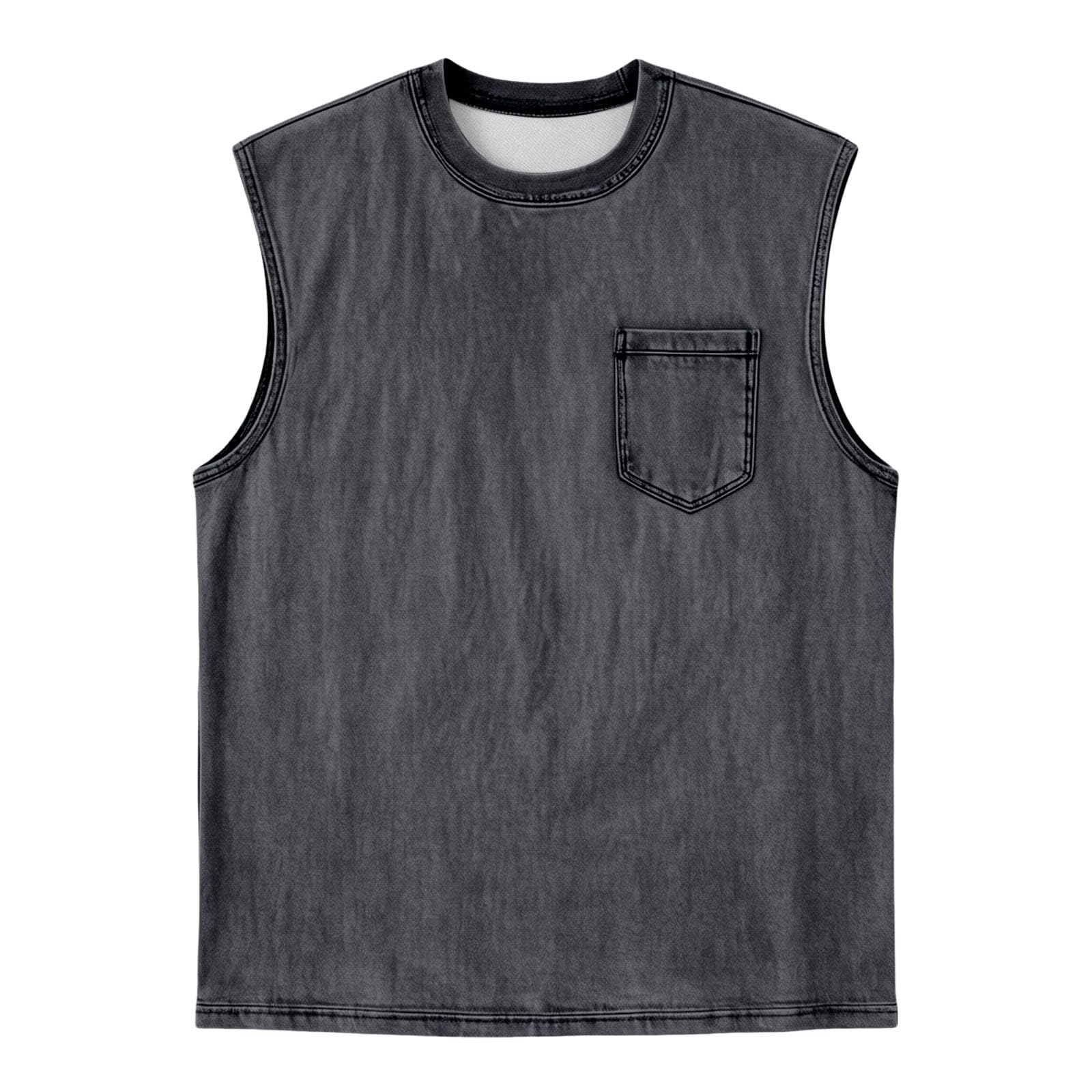 Camiseta sin mangas para hombre, sin mangas, cuello redondo, corte ajustado, talla grande, cómoda, transpirable, camiseta funcional para el gimnasio, camiseta de axilas, informal, camiseta de