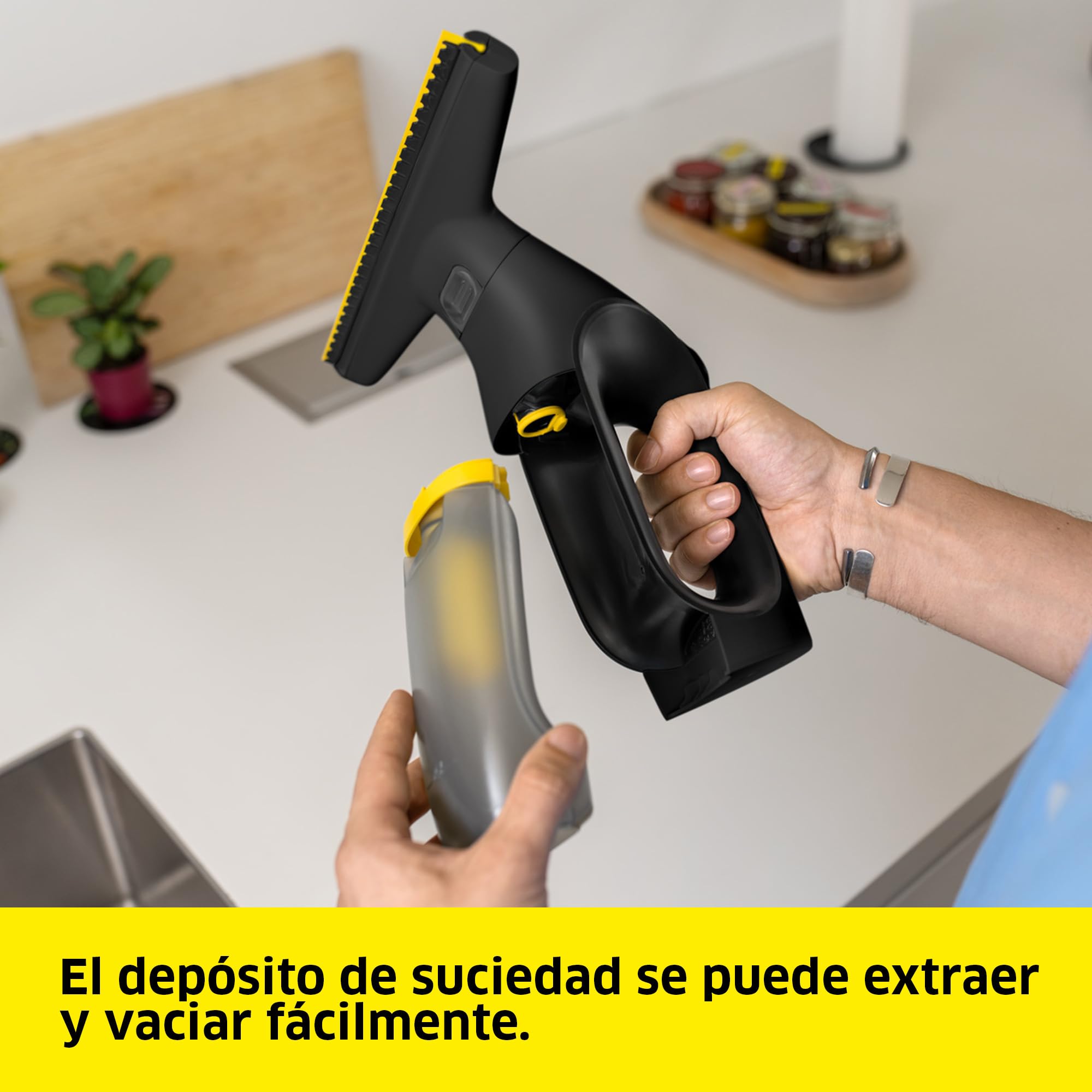 KÄRCHER limpiadora de cristales con batería WV 2 Universal Precision+ Black, autonomía: 35 min, depósito: 120 ml, 2 boquillas, botella pulverizadora con paño de microfibra, 20 ml de limpiacristales