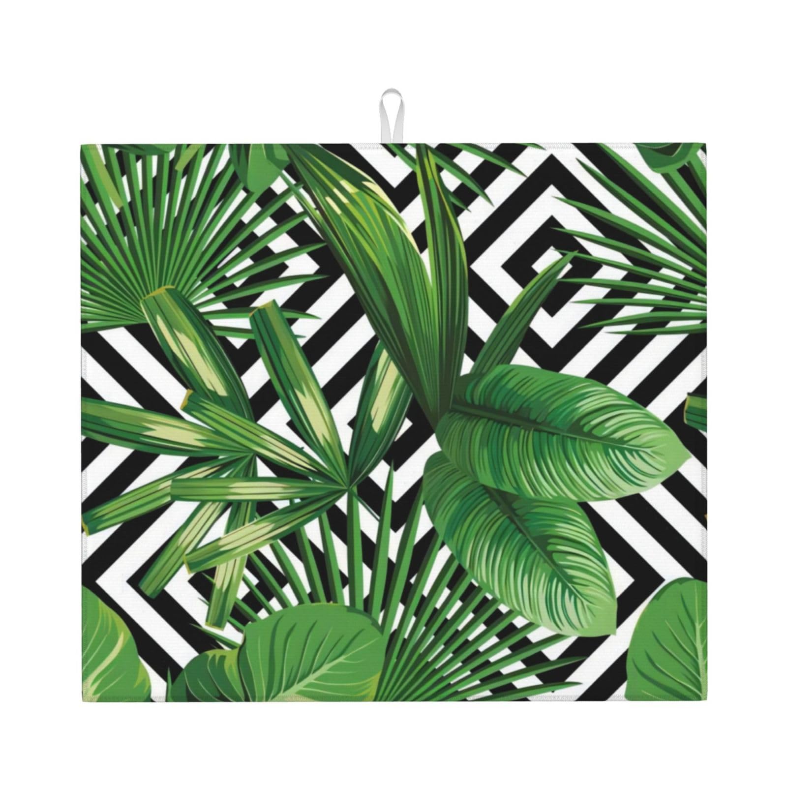 YYHHAOFA tropical leaves Prints Kitchen Drying Mat – Absorbent Dish Throw for Countertops, Quick-Dry Non-Slip Layer with Stylish Prints, for New Homes