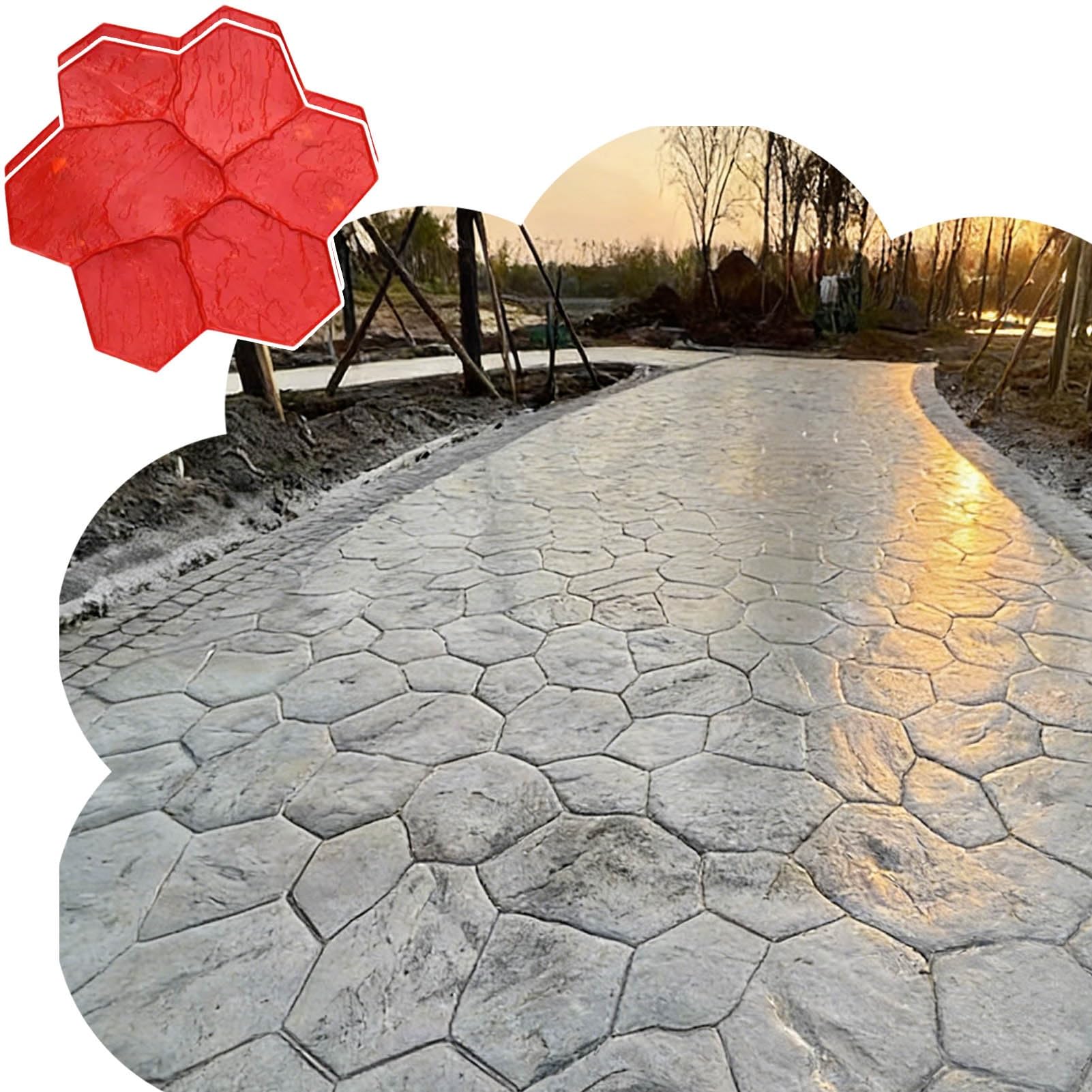 Forma do stempli betonowych z uchwytami, nadruk cementowy, mata teksturowana na zewnątrz, na taras, do ogrodu, na podłogę, dekoracyjne narzędzie do stemplowania