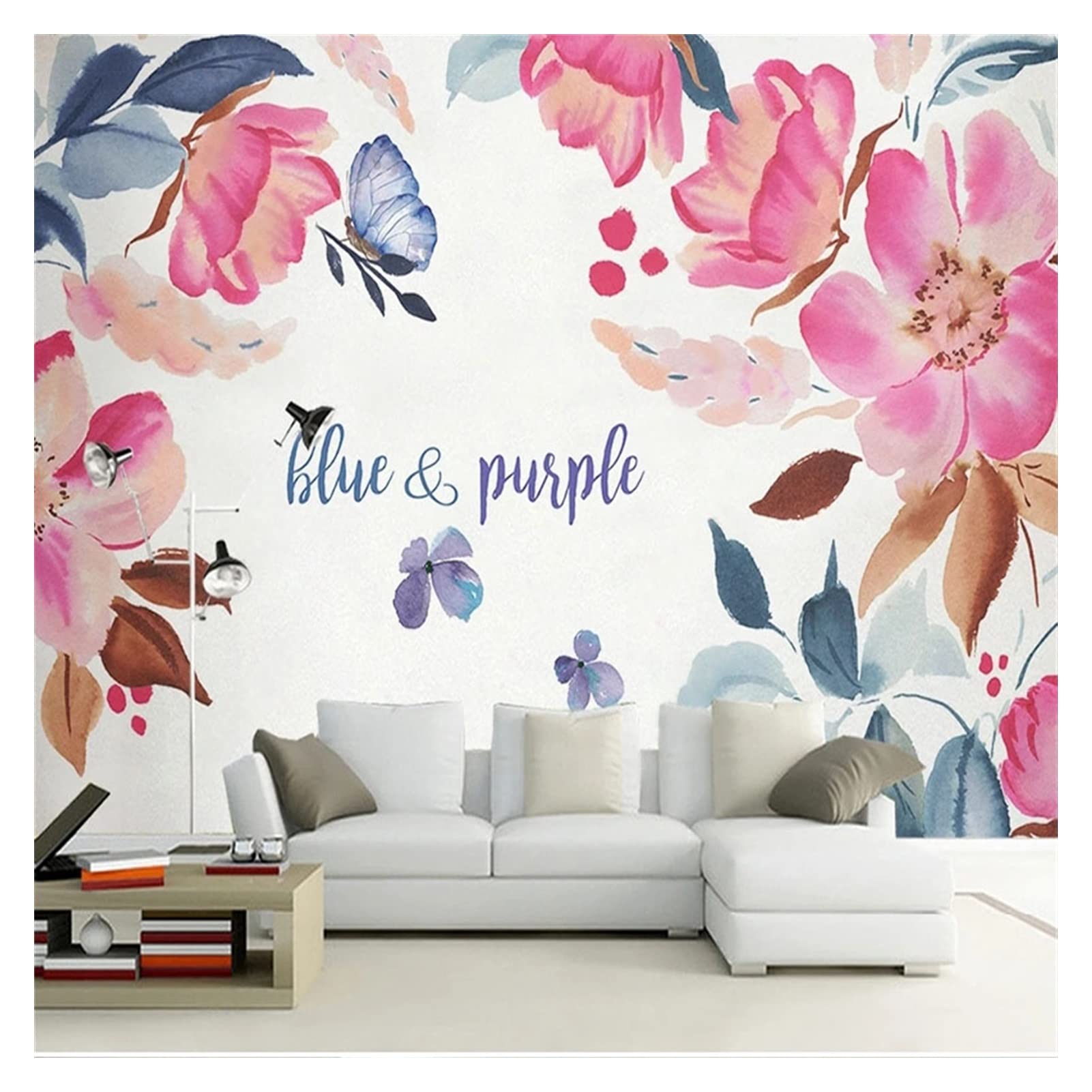 Wandtattoo Einfache handgemalte Blume Wandbilder Wohnzimmer Schlafzimmer Wohnkultur wasserdichte Leinwand 3D Wandaufkleber Nicht selbstklebend/selbstklebend Wandaufkleber