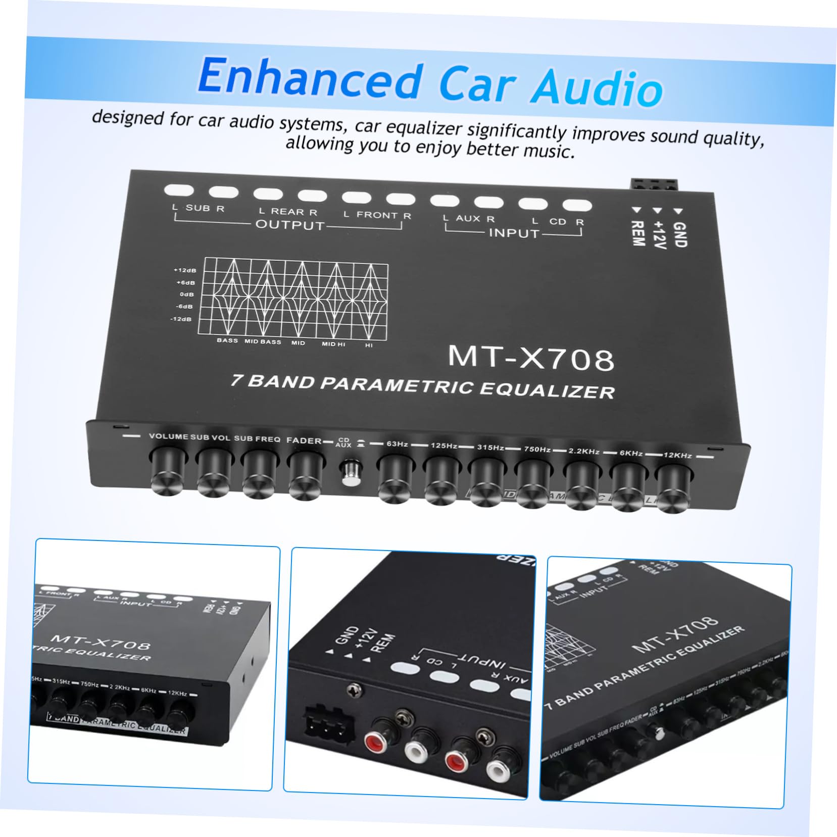 Ecualizador Digital Bandas Coche Ecualizador Audio Automóvil Amplificador Ajustable Para Coche