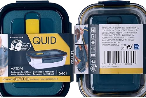 Miniatura 7 de Quid Astral Rectangular Hermetic Glass Container 18x13x6cm - 64cl Other Glass Suitable Microwave Safe Freezer Recyclable