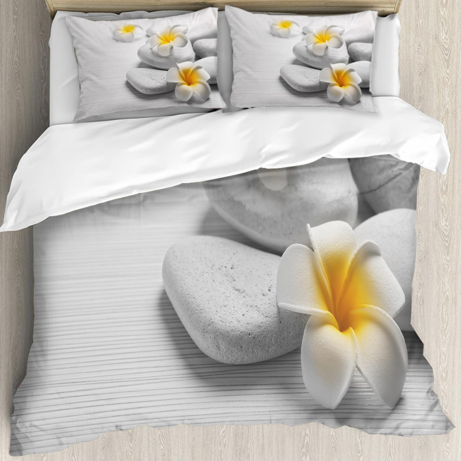 Housse de couette hypoallergénique avec taies motif spa pour lit king size