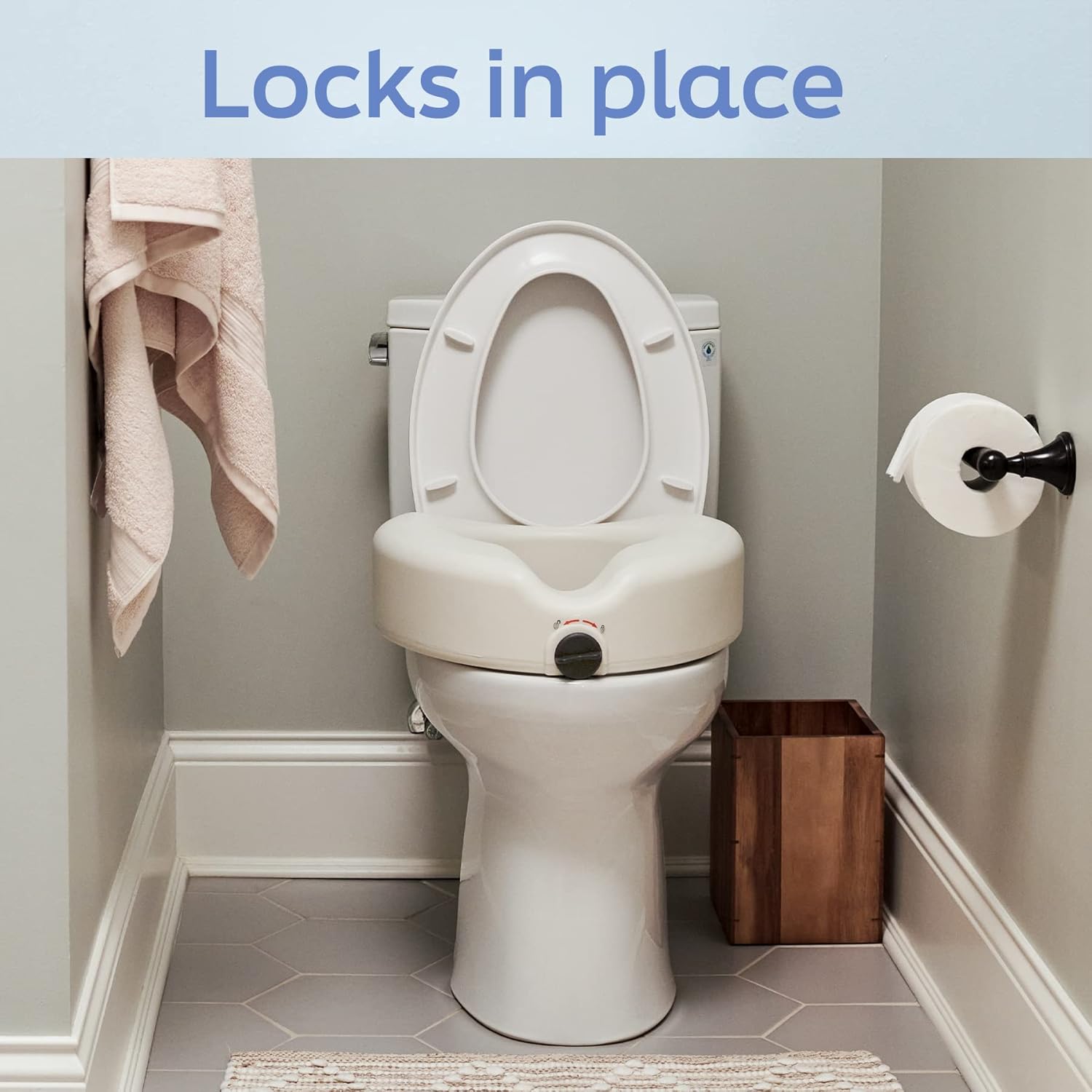 Medline Locking Elevated Toliet Seat, with Arms, White, 5" : Health & Household