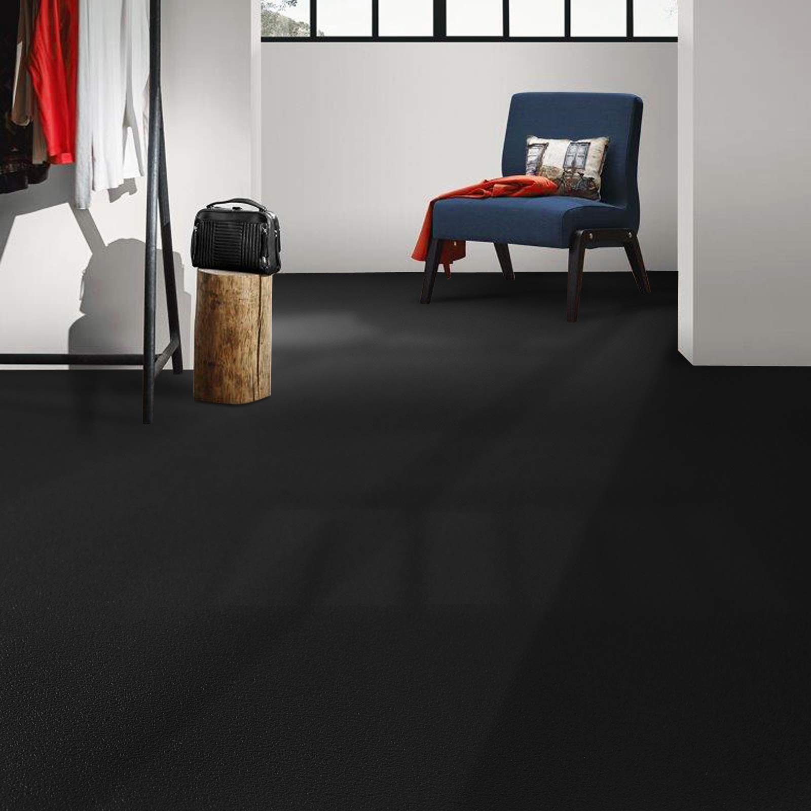 Floordirekt - Revêtement de sol en PVC sur mesure - Noir - 100 x 500 cm - Résistant et facile d'entretien - Design intemporel
