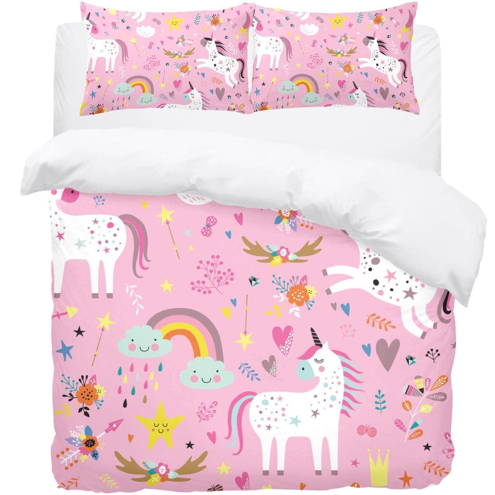 Housse de couette fleurs et étoiles lit King size grand confort