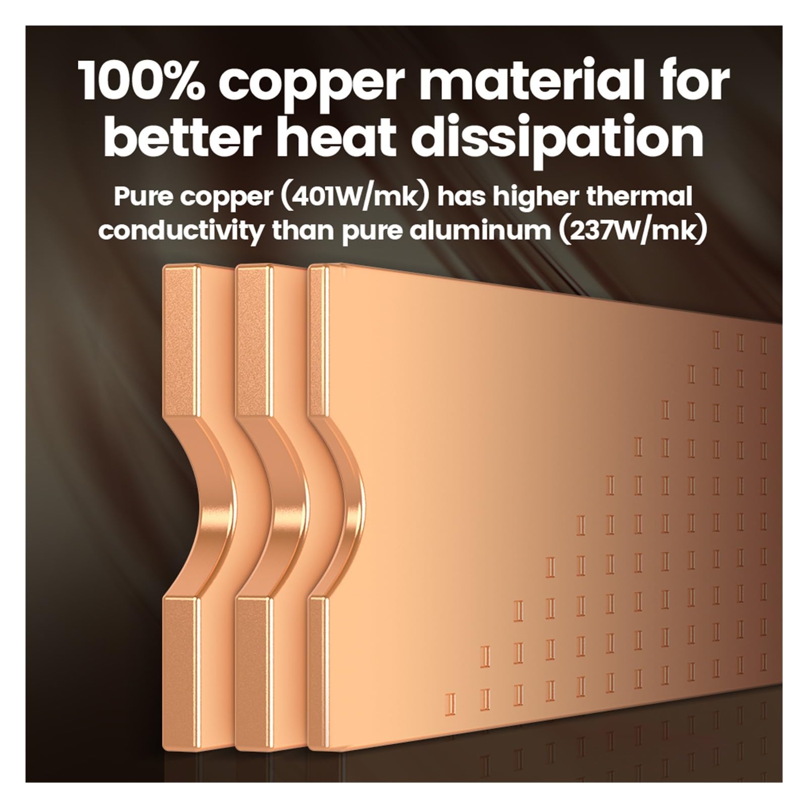 Radiator miedziany M.2, 3 szt. 2280 SSD Miedziana podkładka cieplna podkładka termiczna do laptopa stacjonarnego (kolor: aluminium BK)