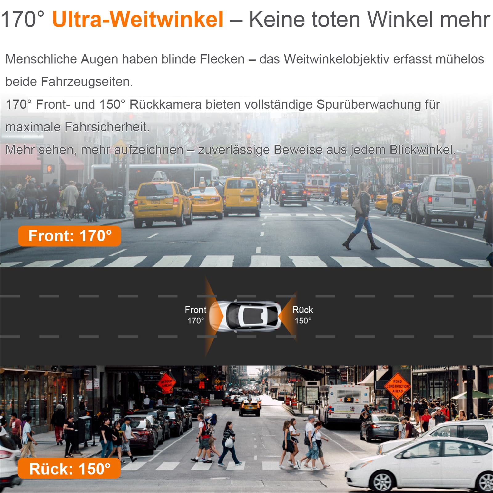 Osmo Dashcam Pro 2.0 2026 Neueste Generation 4K Dashcam mit 1080P Heckkamera, WiFi, 64GB SD Karte, Hardware Kit für 24h Parkmodus, Dual Kamera, 170° Weitwinkel, Nachtsicht, Loop Aufzeichnung