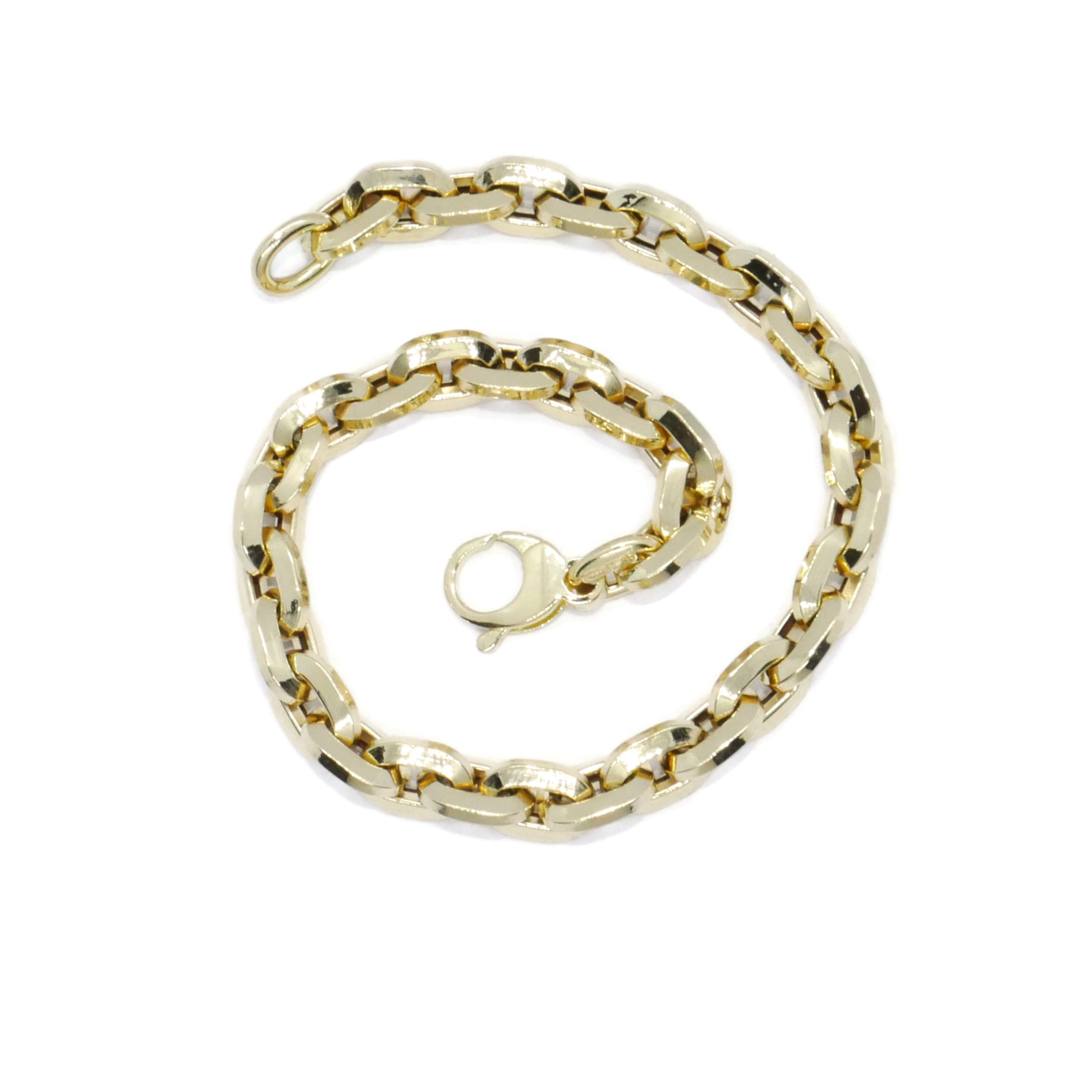 Never Say Never Pulsera de oro amarillo de 18k de eslabones ovalados gruesos para hombre y mujer de 6.50 mm de ancha y 20.50 cm. Peso; 5.55 gr de oro de 18k