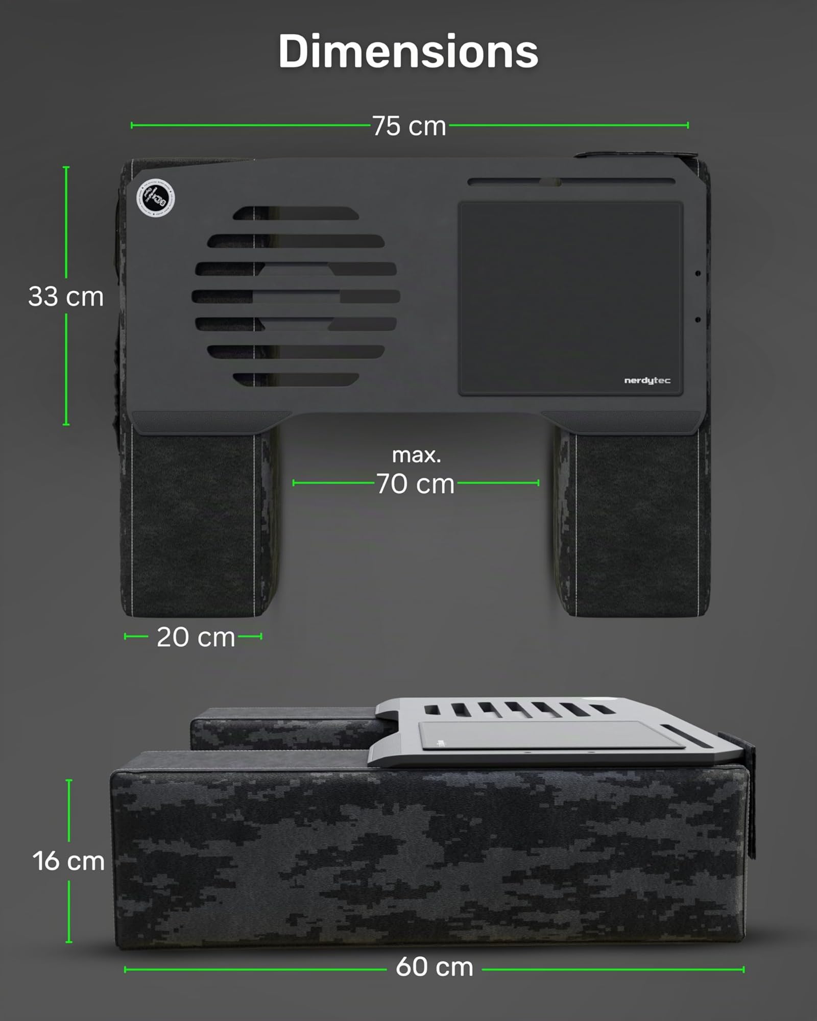 Couchmaster® CYBOT Lapdesk Ergonomique pour Ordinateurs Portables sans Fil avec Coussins