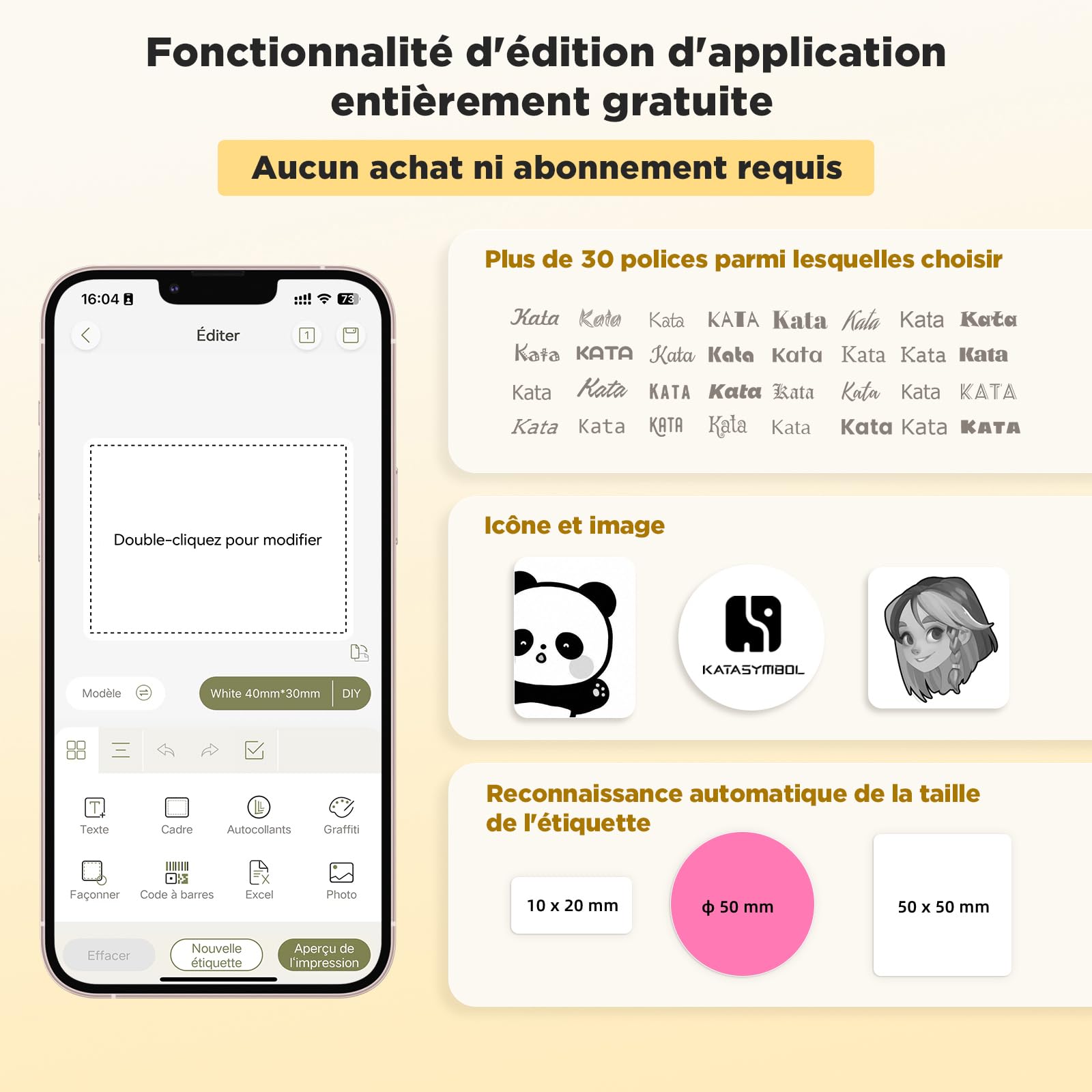 SUPVAN T50M Pro Étiqueteuse Bluetooth avec Ruban, Étiquettes Larges et Étanches, App avec Plus de 30 Polices et 660+ Icônes, sans Encre, idéal pour la Maison, la Cuisine, l'École, Le Bureau, Noir