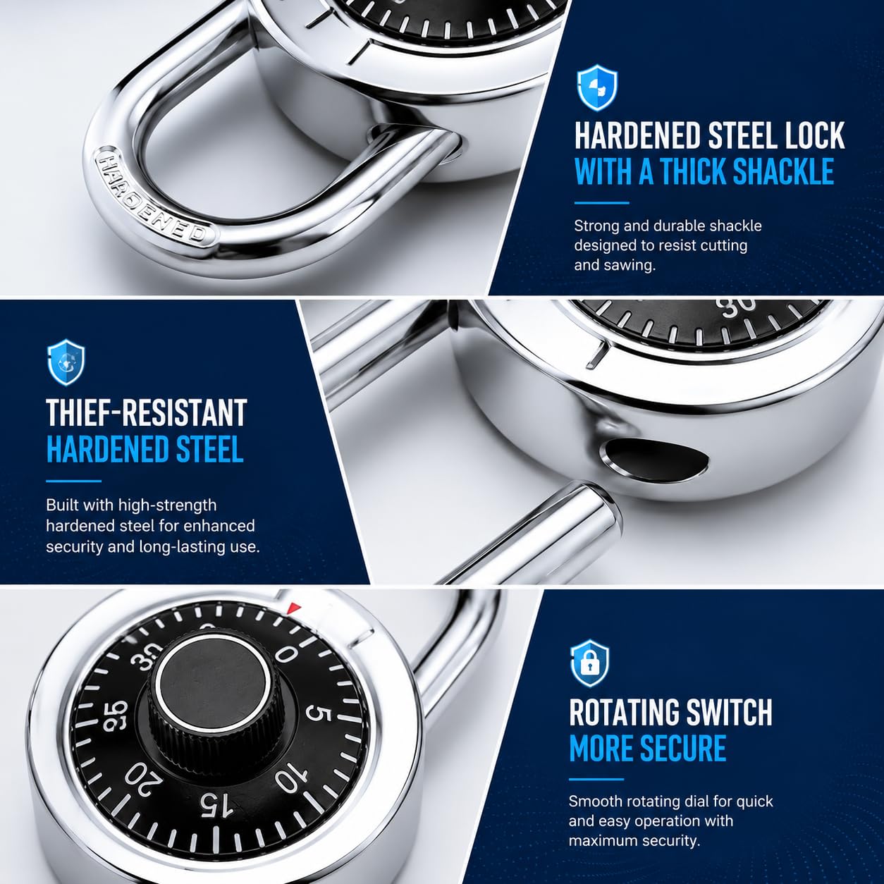 Coded Lock, Rotary Padlock Combination Padlocks Rotary Padlock Digit Combination Locker Lock Safe Round Dial Number Luggage Suitcase Security. — Amazon image 6