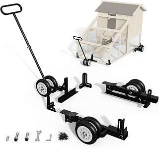 8’’ Double - Wheel Chicken Coop Wheels Kit, Universal Chicken Tractor Wheel Kit with Lift System, Heavy - Duty Casters with Handles for Portable Poultry Accessories