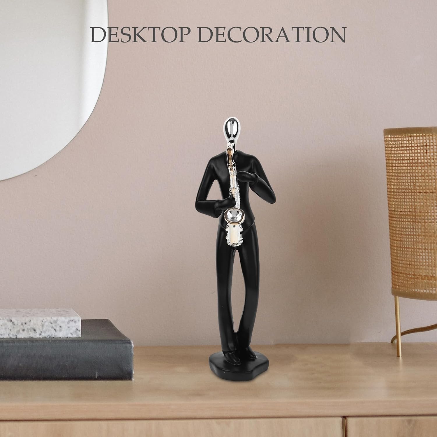 UPKOCH Abstract Resin Musician Statue Saxophone Figurine for Living Room Home Décor, Black Artistic Music Player Ornament, Modern Desktop Collectible Sculpture for Office and Cabinet image 5