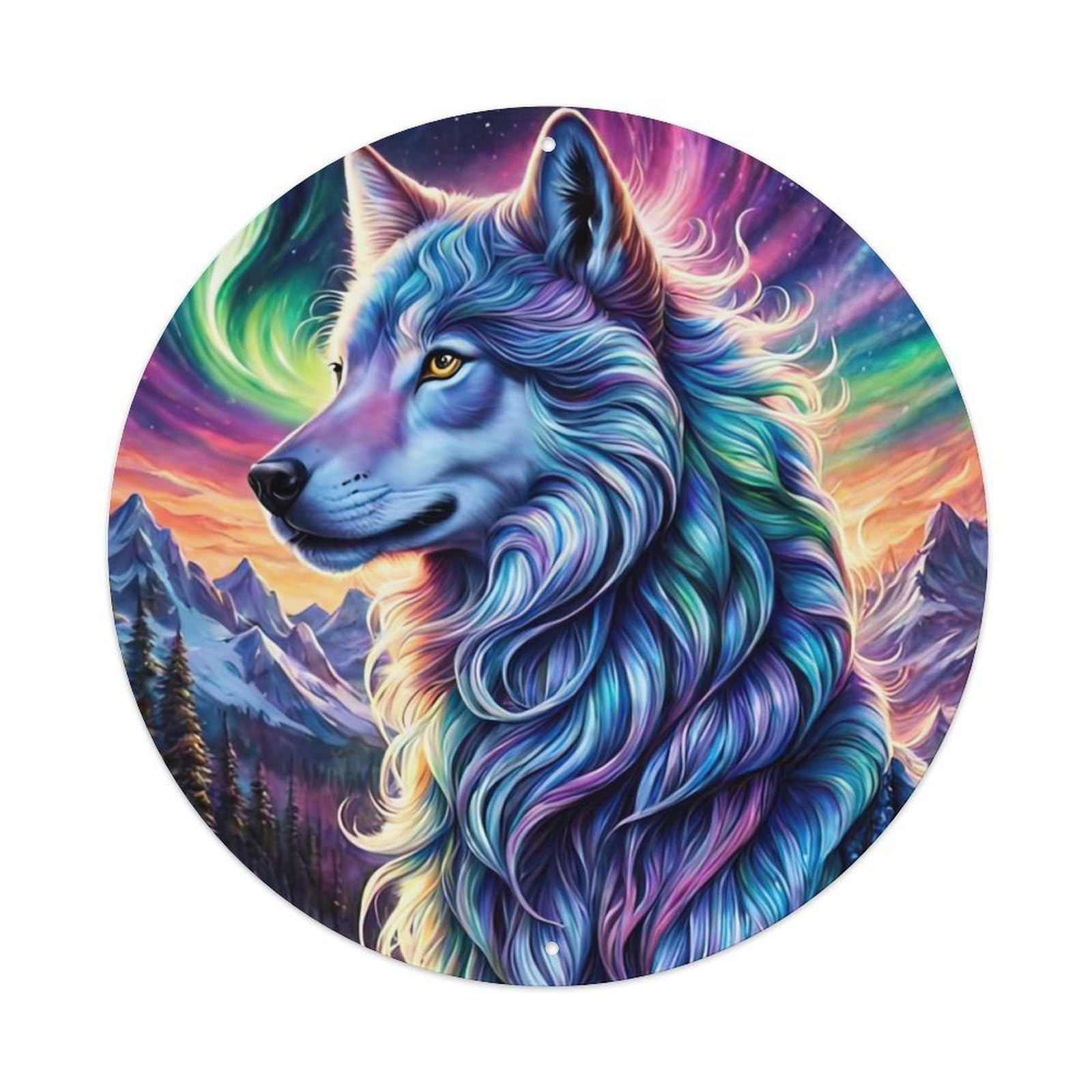 Animal Artwork Magical Wolf Vintage Metal Tin Sign Plaque Wall Decor for Cafe, Club Bar, Office, Garden Metal Poster 8x8Inch