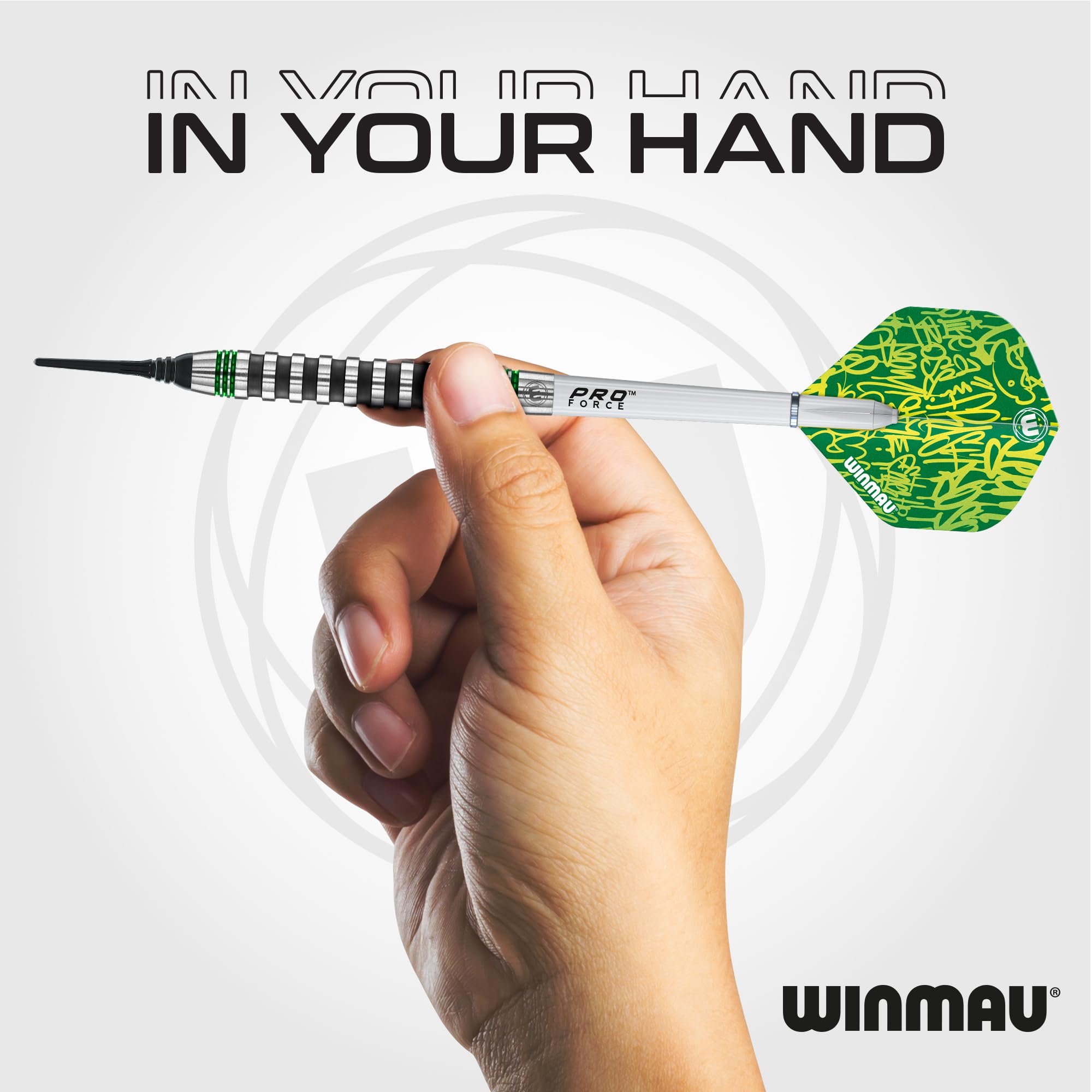 WINMAU Freccette Advance 500 Serie Verde 20g Barile / 22g Peso Totale Professionale Tungsteno Set di Freccette con Punta Morbida con voli e aste (steli)