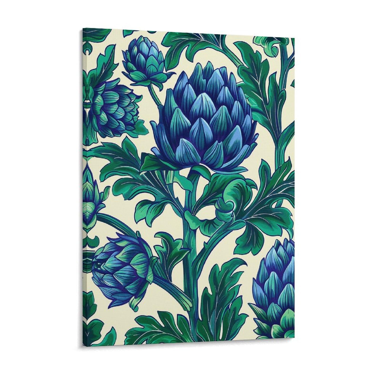 Green And Blue Leaves Canvas Wall Art for Bedroom 18x24inch Canvas Prints Artwork for Walls Modern Picture Artwork Painting for Living Room Aesthetic Wall Paintings for Bathroom Kitchen Offic