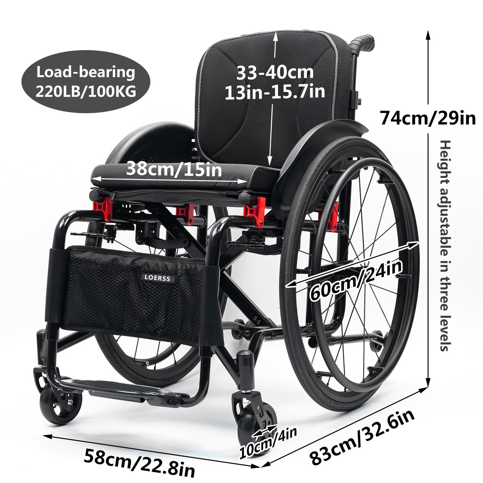 Silla de Ruedas Todoterreno Ultraligera Plegable Deportiva autopropulsada Plegable de aleación de Aluminio autopropulsada sillas de Ruedas manuales Transporte Deportivo Carga Sopor