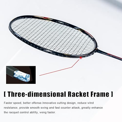 Miniatura 9 de ALPSPORT ALP-188 Air 10U G5 - Juego de 2 raquetas de bádminton de fibra de carbono profesional súper ligeras para deportes al aire libre, incluye 1