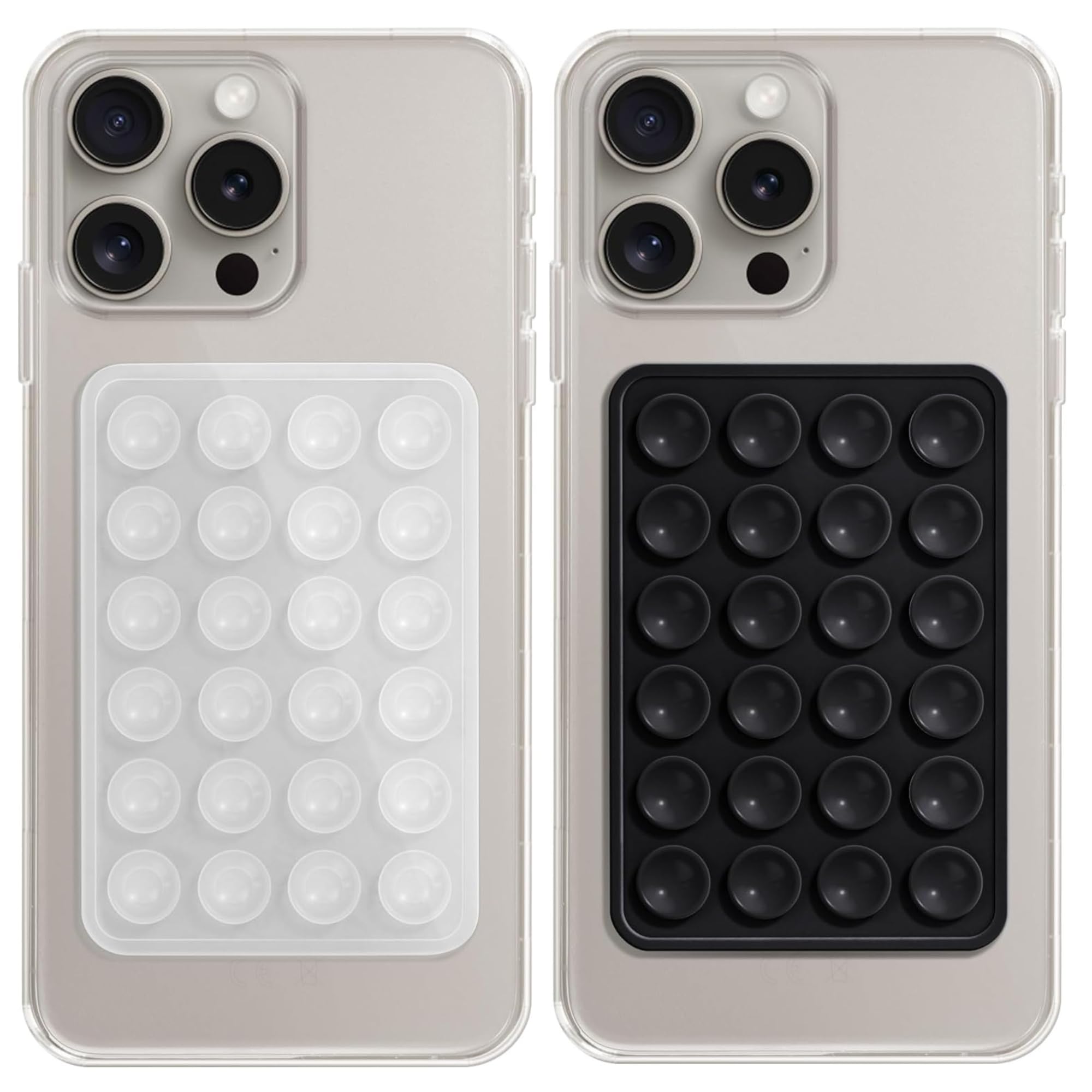 CELLMASTER Suction Phone Case | Universal Reusable Suction Sticker Holder | Strong Grip Octobuddy Back Cover | Black & White 2 Pack-image-48