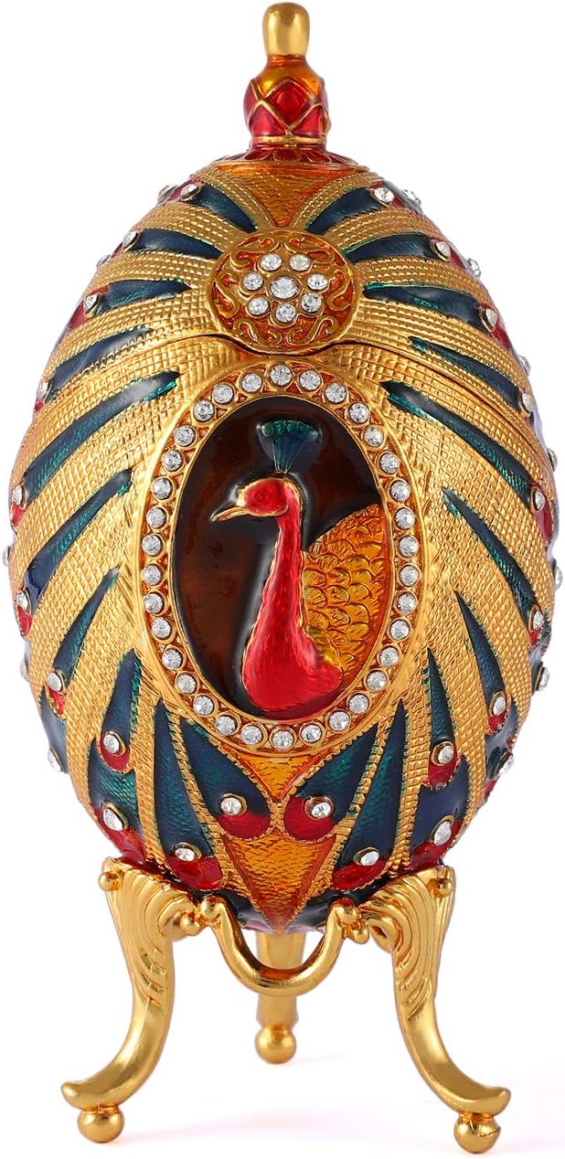 QIFU Easter Egg Series Hand Painted Jewelry Trinket Box with Rich Enamel and Sparkling Rhinestones Unique Gift Family