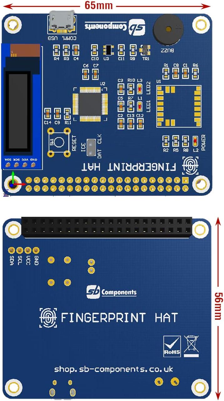components PiFinger - Raspberry Pi用指紋ハット、2D静電容量式Raspberry Pi指紋セ 【オンライン】