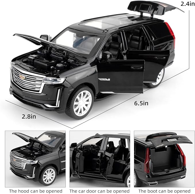 Modelo de carro Escalade SUV a escala 1:32 negro miniatura 3