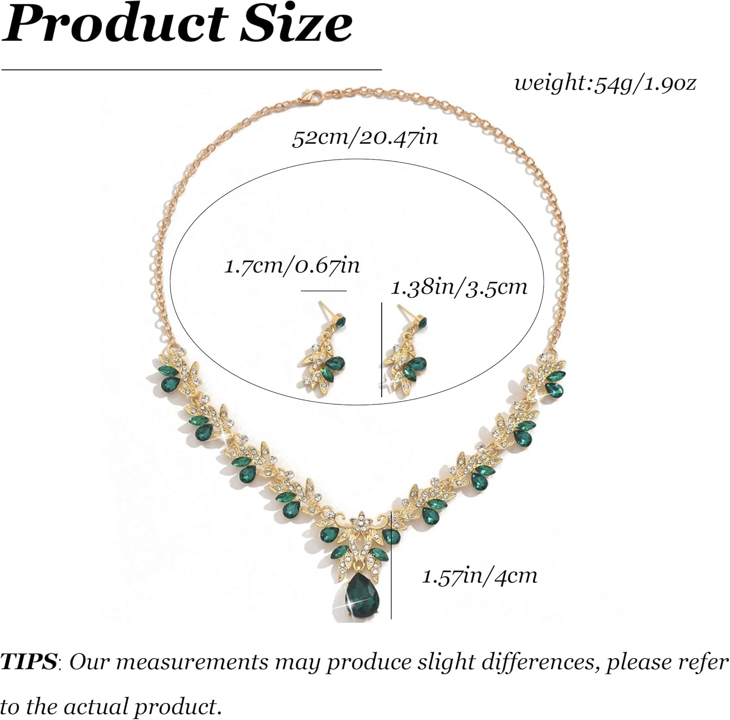 Harry and Henry Wedding Jewelry Set for Women Elegant Rhinestone Crystal Necklace Earrings Set Bridal Prom Bridesmaid Evening Cocktail Formal Occasion Trendy Fashion Jewelry - Image 6