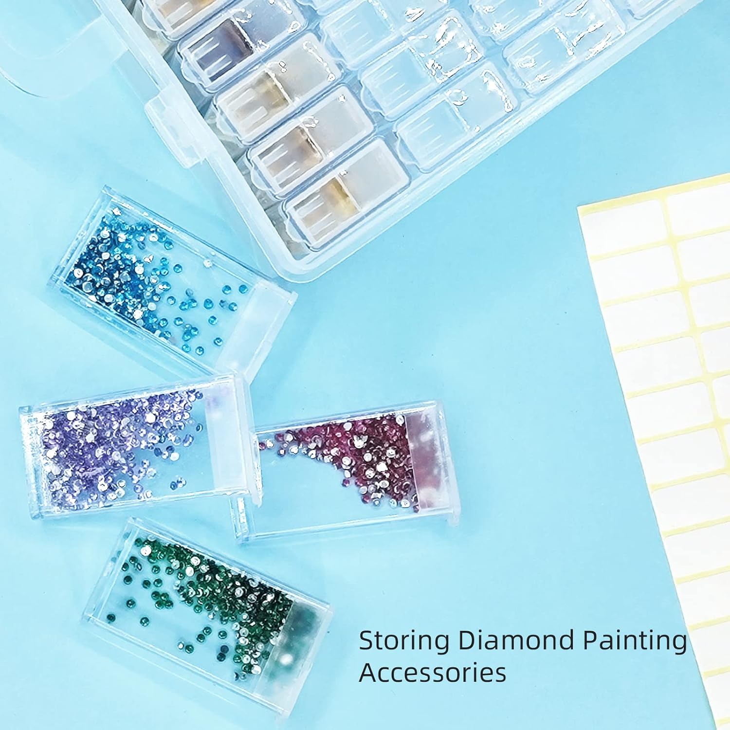 64 Solts Seed Storage Box with 112Pcs Label Sticker and a Tweezers,Diamond Painting Organizer,Portable Bead Storage,Seed Organizer Use for Flower Seeds,Vegetable Seeds. - Image 5