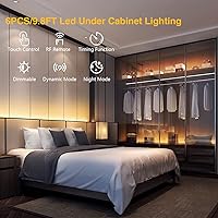 Vista 7 de DAYBETTER Kit de iluminación para debajo del gabinete, 6 luces de 20 pulgadas, 2700K-6500K tira de luces LED blancas sintonizables con control