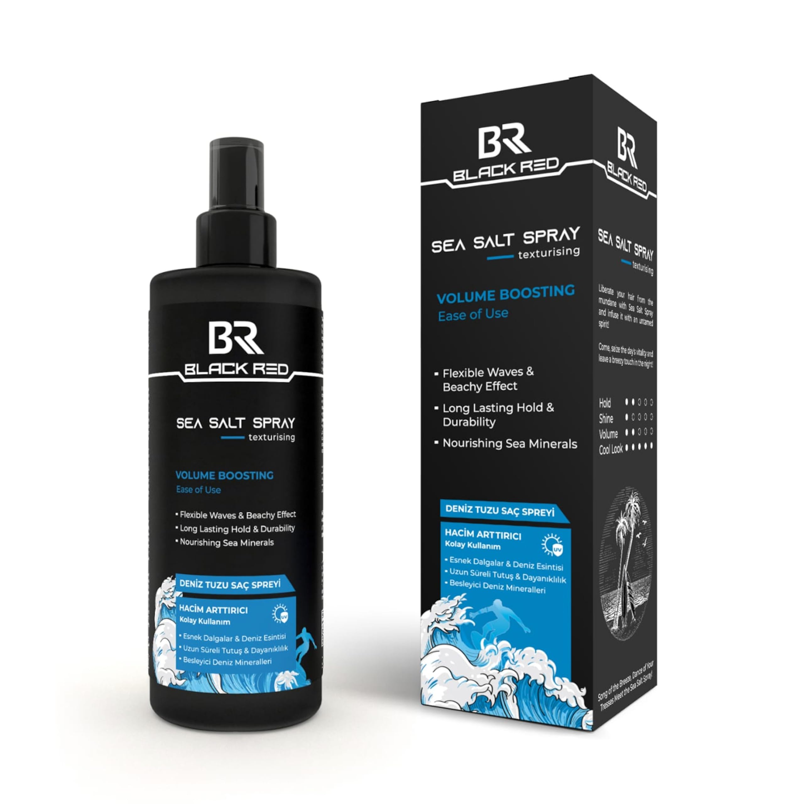 Black Red Saç Deniz Tuzu Spreyi - Sea Salt Spray Orta Tutuşlu Hacimlendirir Anti Uv Saç Şekillendirici