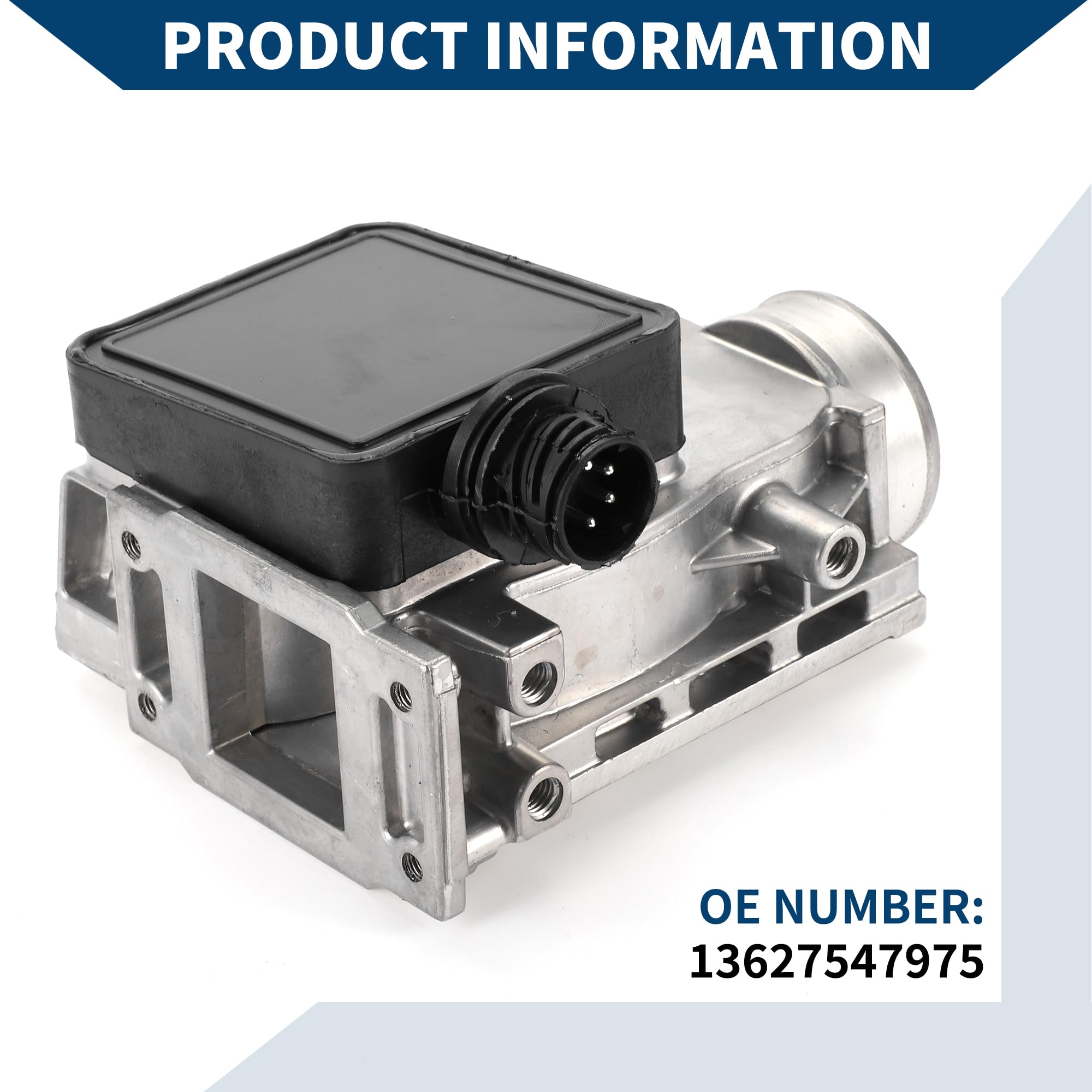 Sensor De Flujo De Aire Masivo Para BMW E36 1 Pc | Color Plateado, Material Plástico Y Metal, 5 Pines, No.13627547975, Para E30 M40 M43, Reemplazo Directo, Duradero