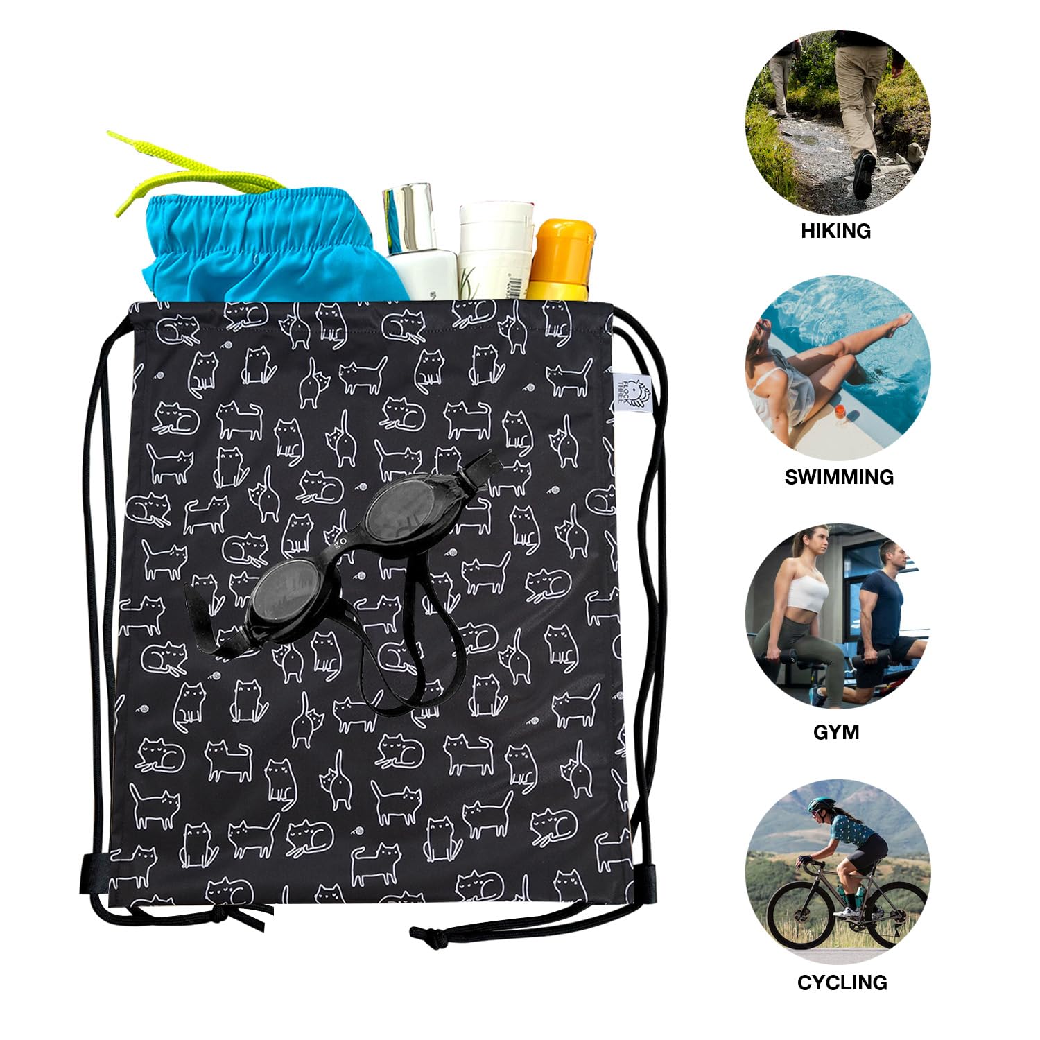 Mochila deportiva con cordón a prueba de fugas, gran capacidad, con bolsillo, para deportes, gimnasio, viajes, natación, playa