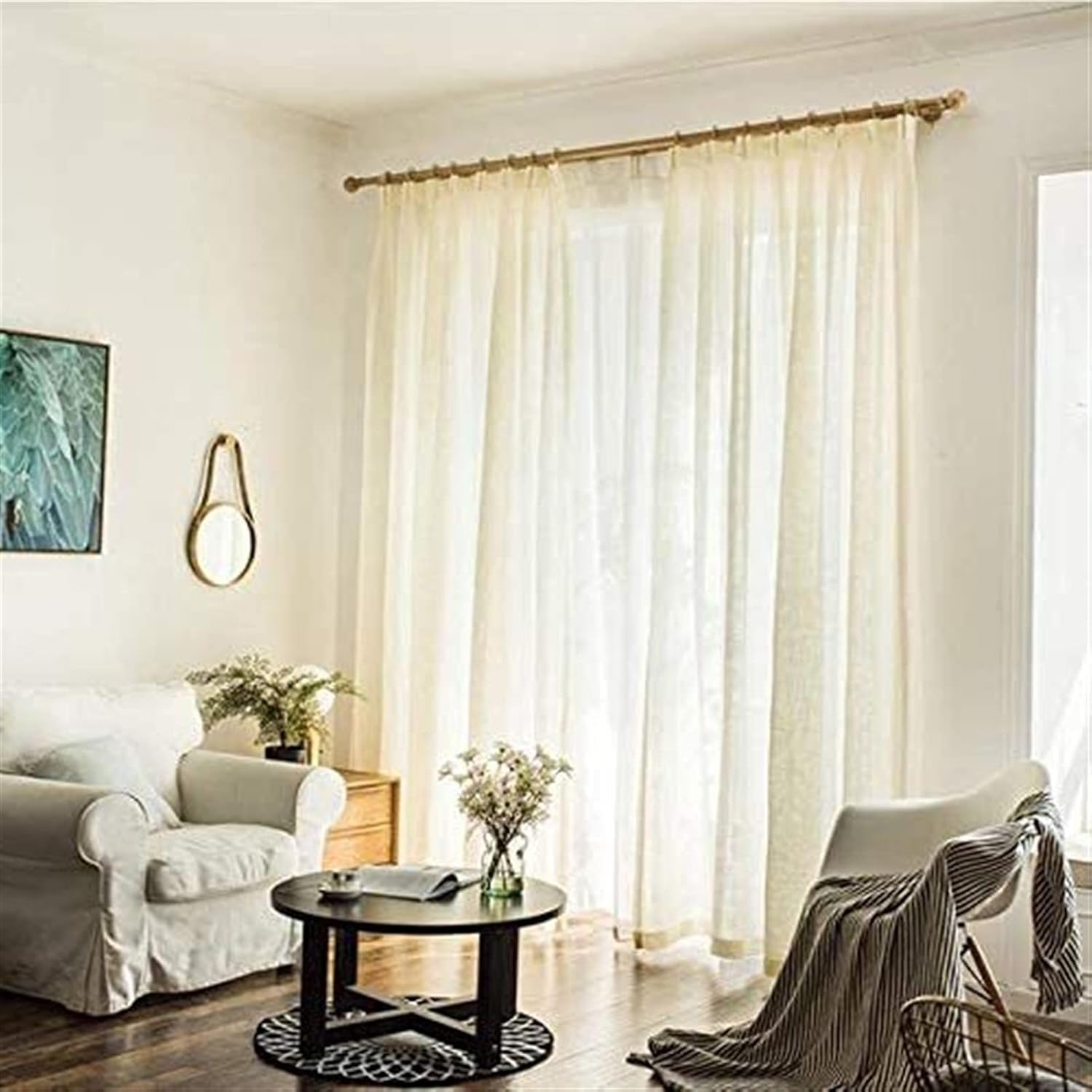 Solid Color Semi Blackout Curtains, Linen Voile Tulle Curtain for Living Room Bedroom Valance Simple Modern Drapes 1 Panel (Color : Gray, Size : W250*H270cm)