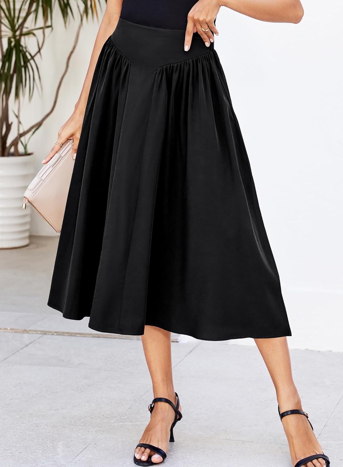 Skirts for Women Midi Length 2026 Summer Vintage A-line Long Pleated Skirt - Image 6