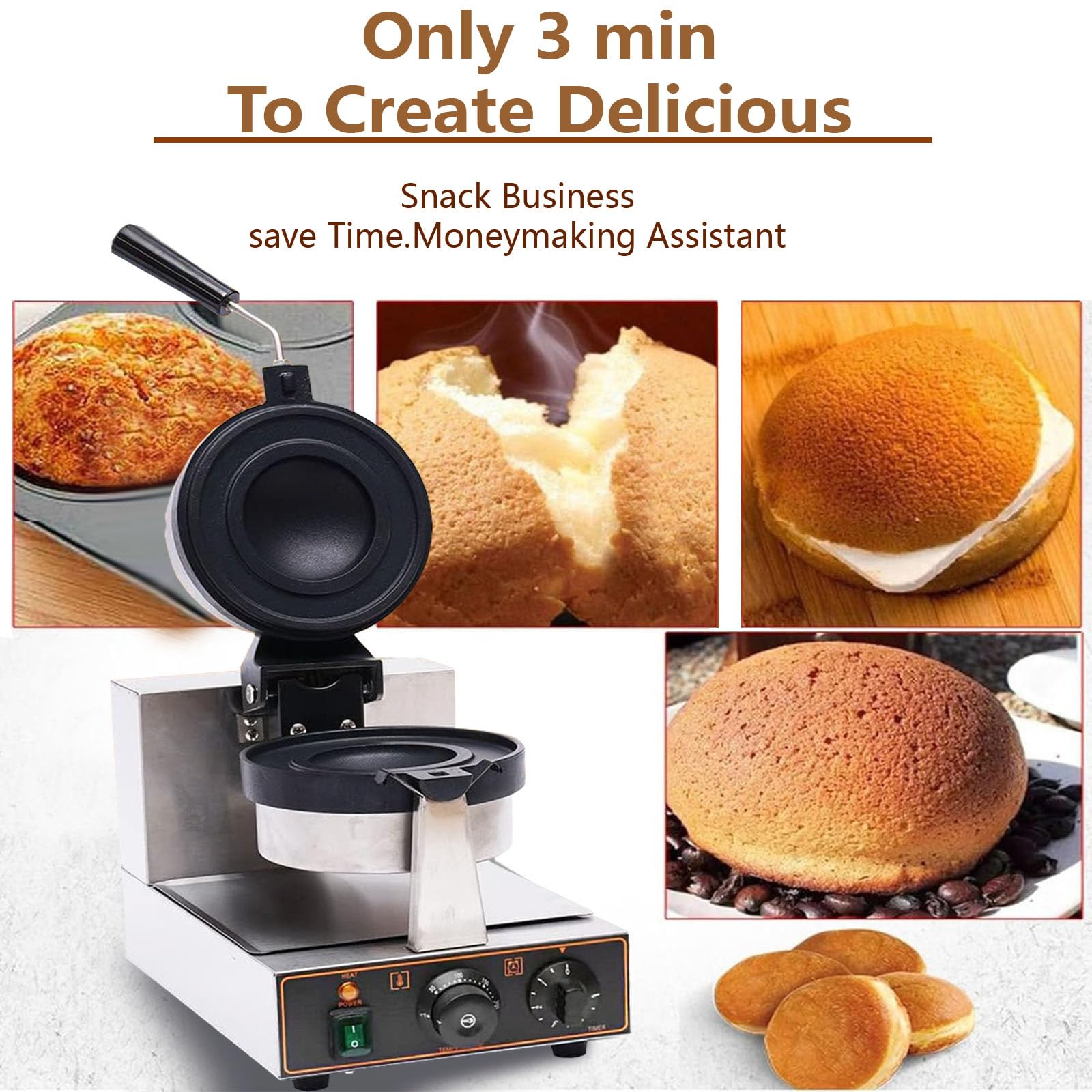 Elektryczna Gofrownica, Panini Press Opiekacz do Kanapek Lody Brioche Maszyna do Robienia HamburgeróW, NiezależNa Kontrola Temperatury Dla Piekarni I Restauracji,Single Head