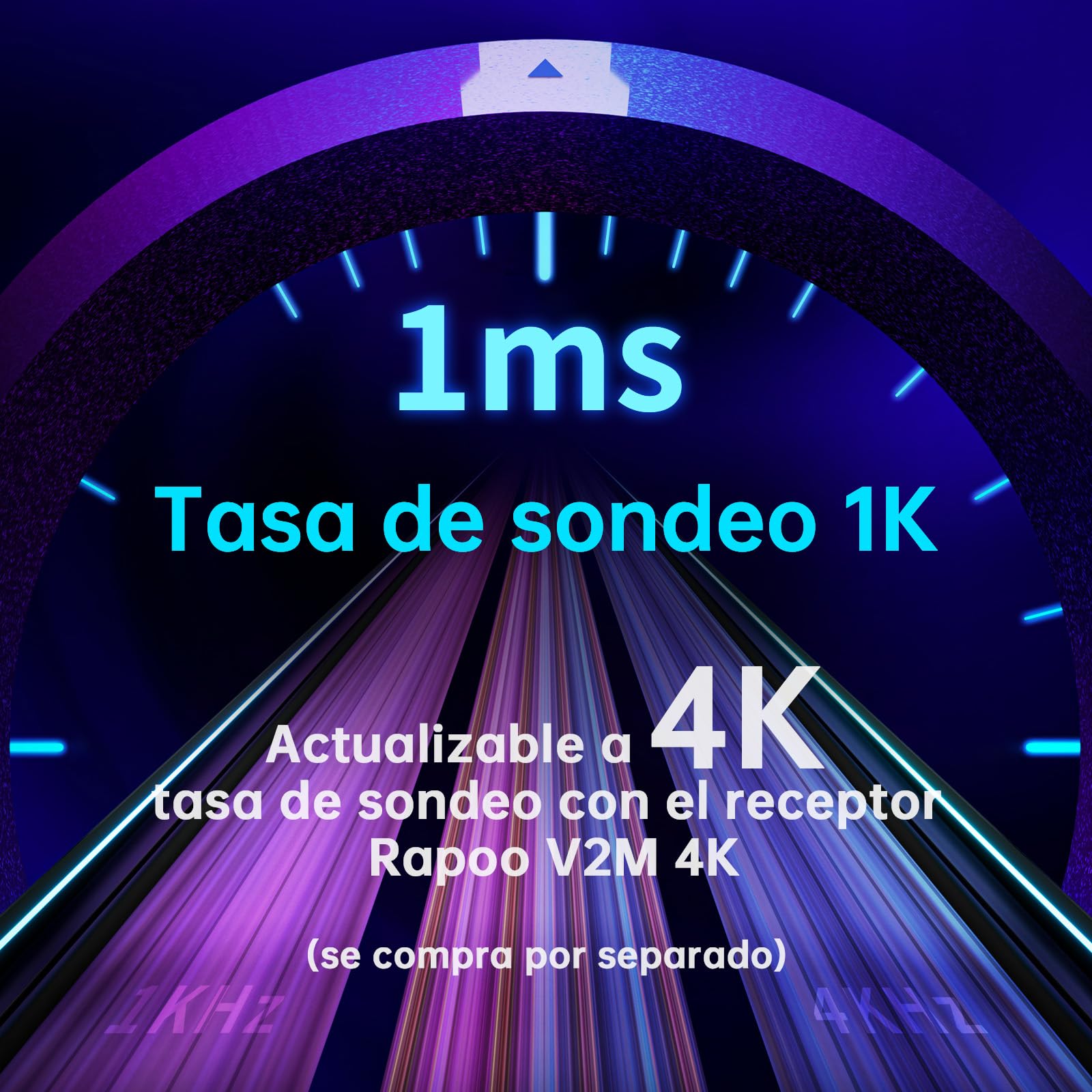 Rapoo VT9Pro Ratón Gaming Inalámbrico, Sensor Paw 3398, 26000 dpi, 1 ms Respuesta, Súper Ligero, hasta 160 Horas de Batería, 10 Botones Programables, Memoría Integrada, Blanco
