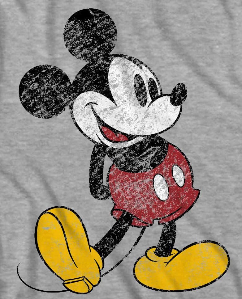 Disney Mickey Mouse Classic Distressed Standing T-Shirt(XL, Grey Heather) - Image 3
