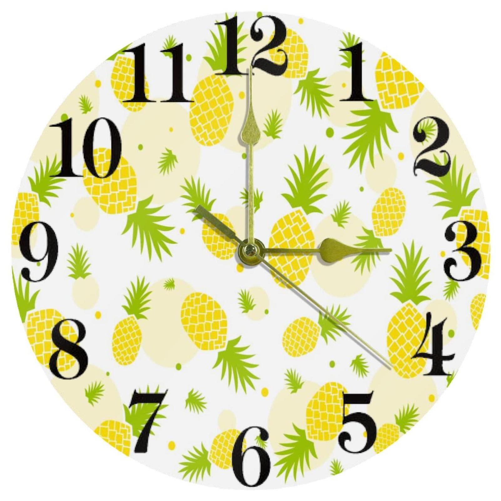 Horloge murale à quartz ananas de 25 cm silencieuse et design pour le salon