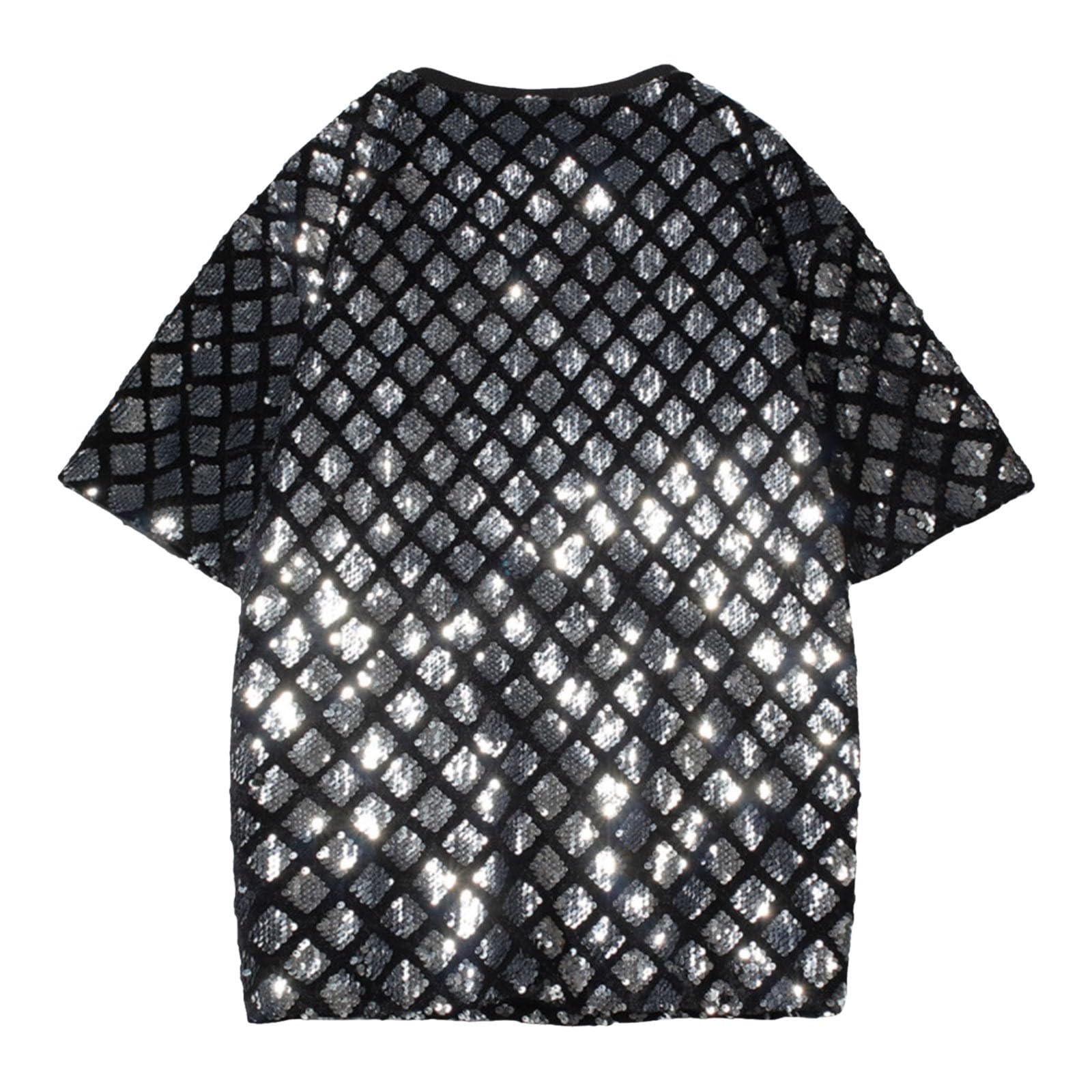 Camiseta genérica de manga corta para hombre, ropa de rendimiento con película de perlas brillantes doradas, ideal para un estilo deportivo y elegante