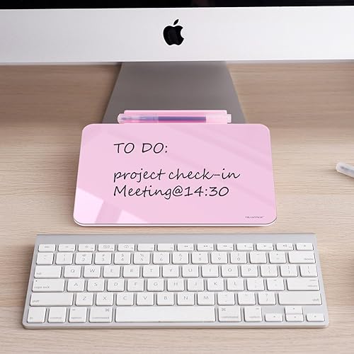 Vista 54 de TSJ OFFICE Pizarra blanca de escritorio pequeña – Pizarra de cristal de borrado en seco de 12 x 8 pulgadas con soporte, tablero de escritorio