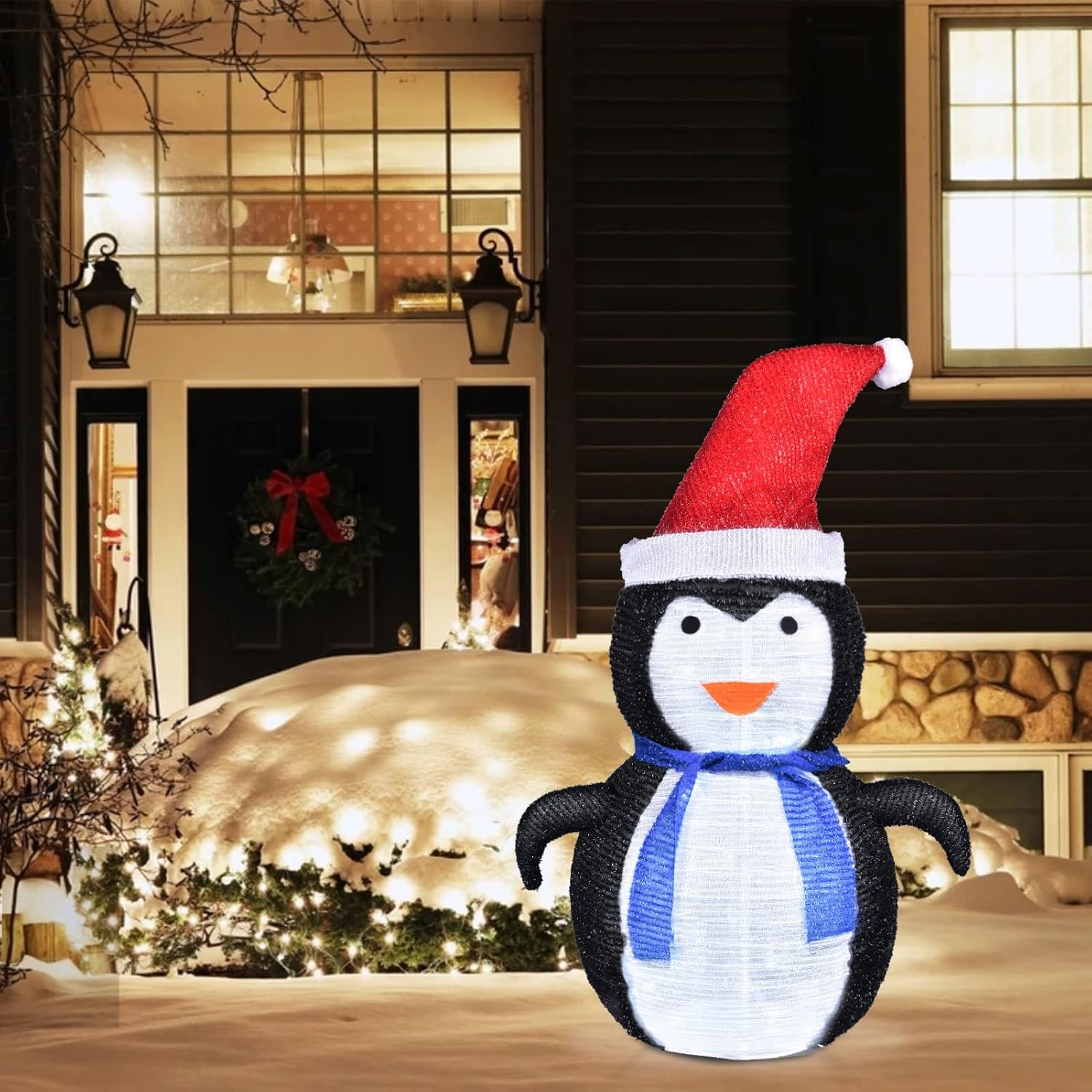 BRIGHTDECK Lighted Christmas Penguin, 40-LED Portable Christmas Folding Decorations for Garden Yard Patio Indoor Outdoor Home Decorations (28 inches Tall) : Patio, Lawn & Garden