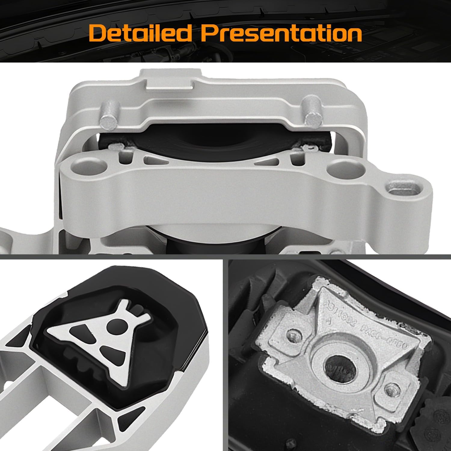 3PCS Front Engine Motor Mount Transmission Mount and Rear Lower Torque Strut Mount Kit for Ford Escape 1.6L 2013-2016 & 1.5L 2017-2019 (Silver Steel)