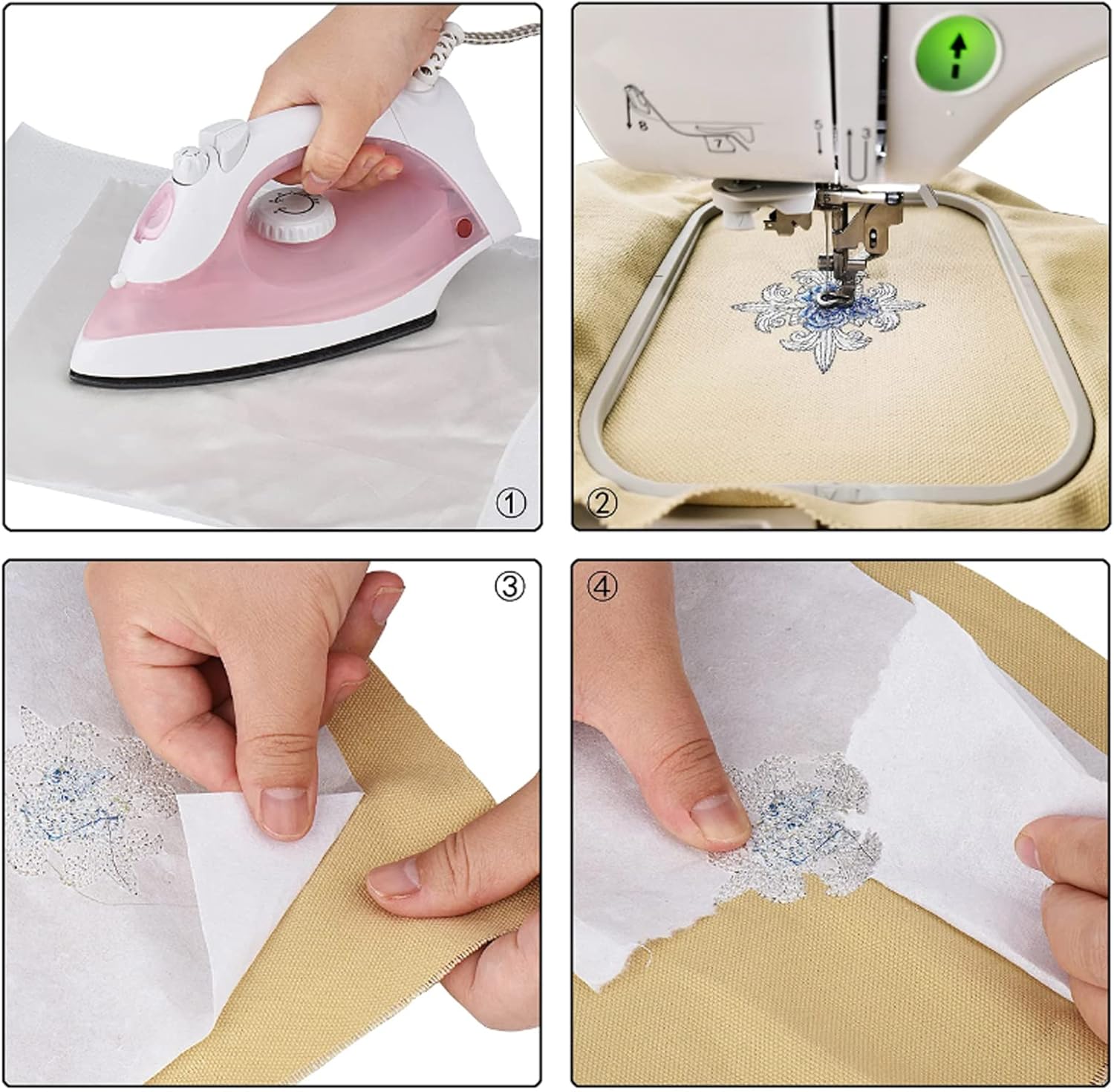 Tear Away Machine Embroidery Stabilizer Backing 24"x82' roll - White 3.5 oz for Machine Embroidery and Hand Sewing