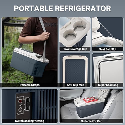 Miniatura 2 de Refrigerador portátil para automóvil, enfriador eléctrico de doble uso de 6 cuartos (6 litros), 12 voltios de CC y 110 V de CA, refrigerador